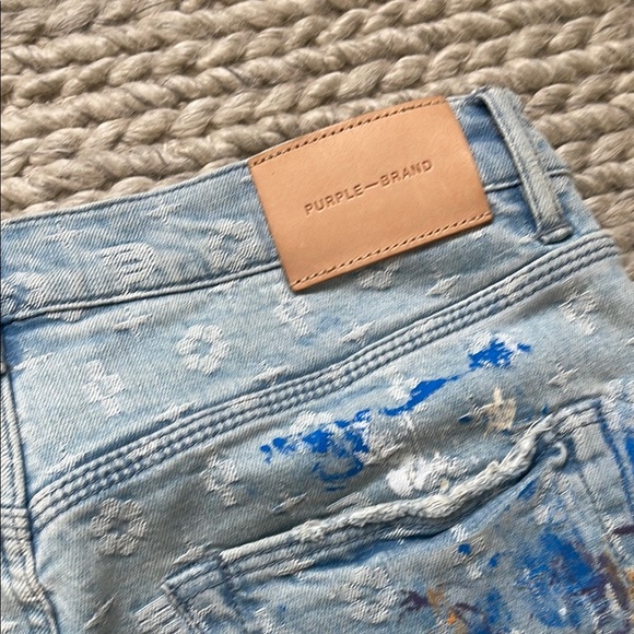 Purple Brand P001 Paint Over Light Bleach Monogram Jacquard Denim Jeans - Picture 10 of 10
